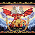 Beer label for 'Realm Walkers Epic Quest Lager' featuring a dragon and adventurers in a fantasy scene.